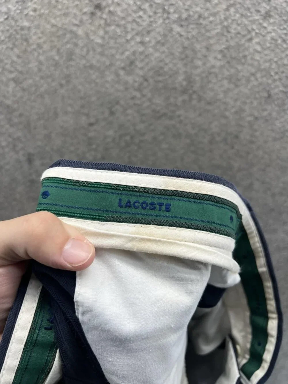 Lacoste Dress Pants Men 34 Blue Pleated Tapered Striped Rayon Blend Classic